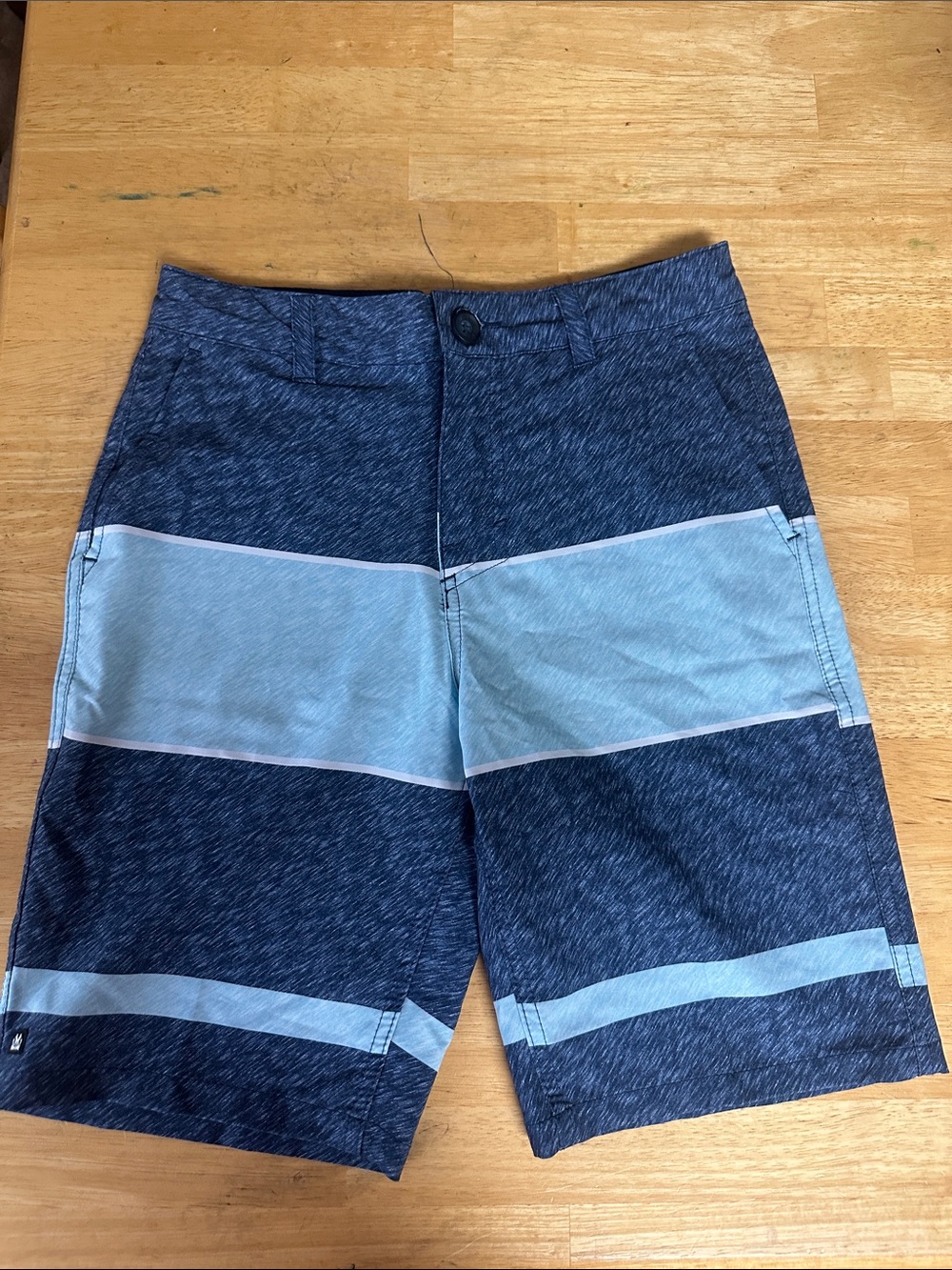 Micros Men's Navy and Light Blue Stripe Board Shorts